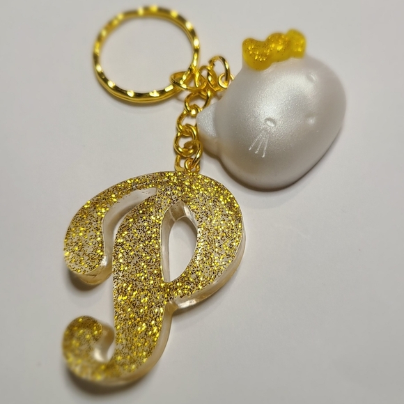 Hello Kitty Iridescent Charm - Add-On for Gold Glitter Key Chain - Picture 1 of 4